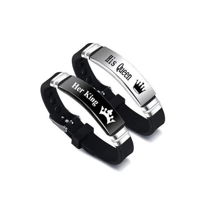 Fashion Couple Silicone Bracelet-Black 2-piece Set